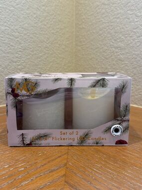 MG STUDIO White LED Flickering LED Candles - Set of 2